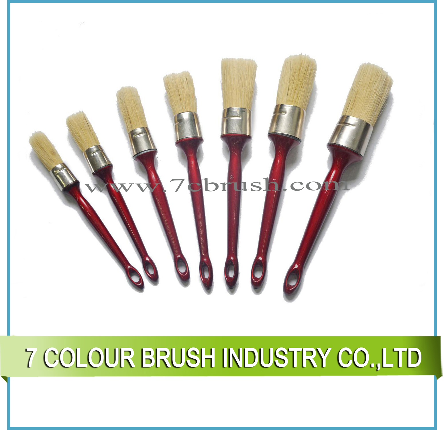 Round brush with plastic handle white bristle